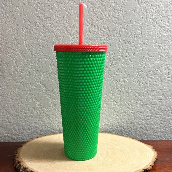 New Hello Kitty 24 ounce tumbler with straw, Christmas green and red - Picture 3 of 5